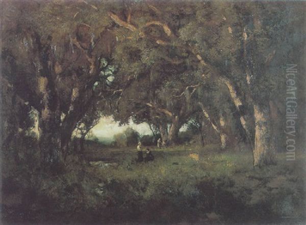 Two Figures In The Woods Oil Painting by William Keith