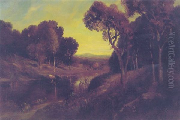 Cattle In Stream Oil Painting by William Keith