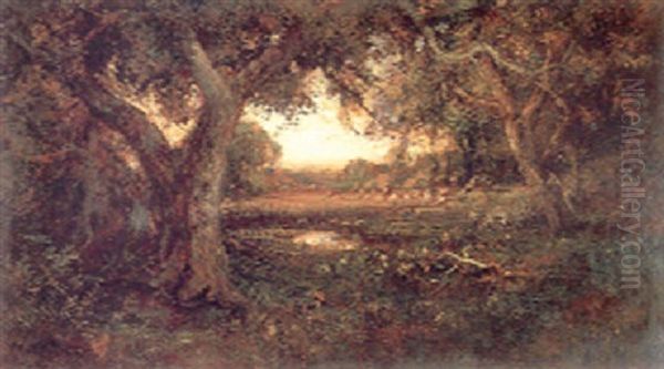 View Of A Clearing Through Trees Oil Painting by William Keith