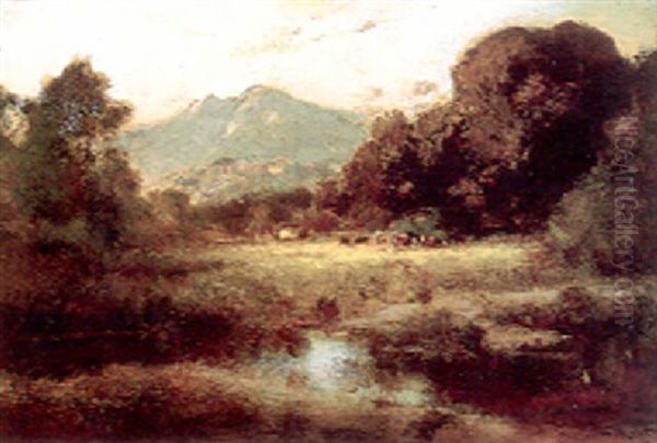 Cattle Grazing Near Mount Tamalpais Oil Painting by William Keith