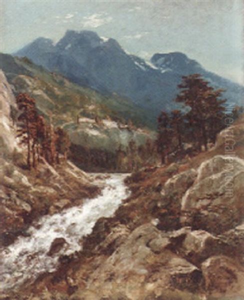 Stream In The Sierras Oil Painting by William Keith