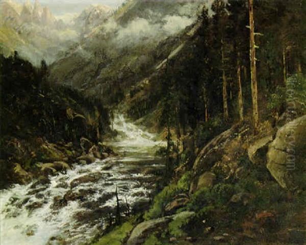 Sierra River Landscape Oil Painting by William Keith