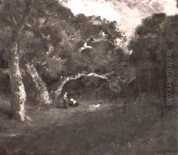 Under The Oak Tree Oil Painting by William Keith