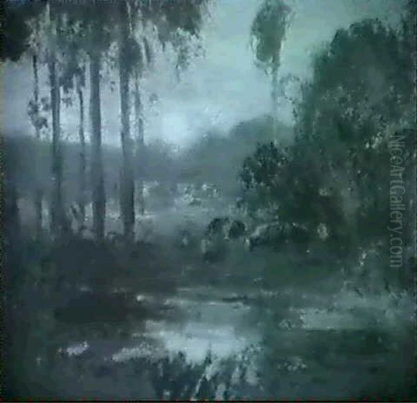 Cows Watering By A Pond Oil Painting by William Keith