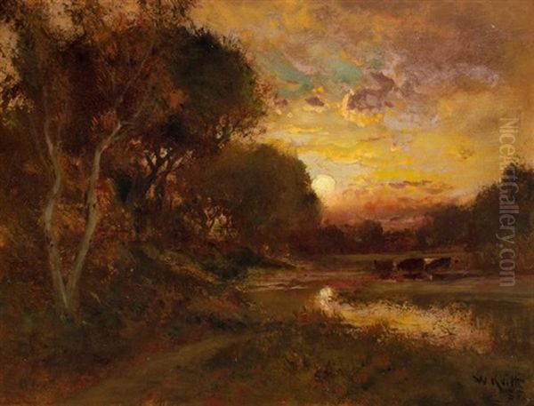 Sunset Oil Painting by William Castle Keith