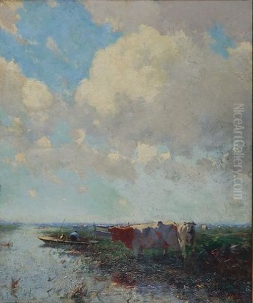 Dutch Landscape Oil Painting by William Castle Keith