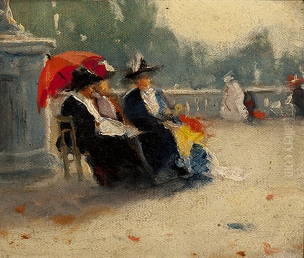 Les ... Dans Le Jardin Du Luxembourg Oil Painting by William Castle Keith