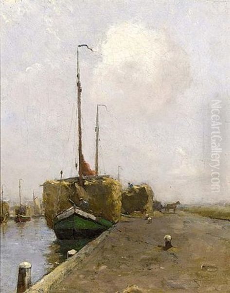 Moored Boats Oil Painting by William Castle Keith