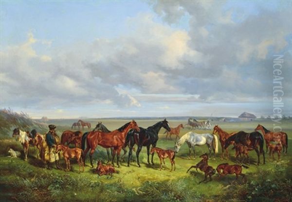 Prairie Oil Painting by Gusztav Frigyes Keleti