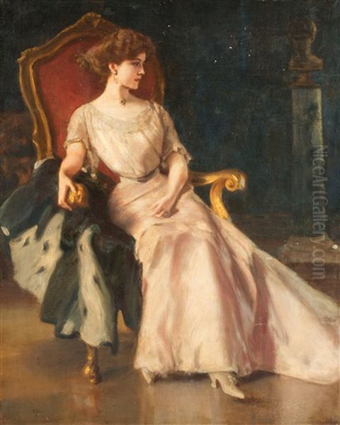 Baronin Elisabeth Von Wichmann Oil Painting by Albert von Keller