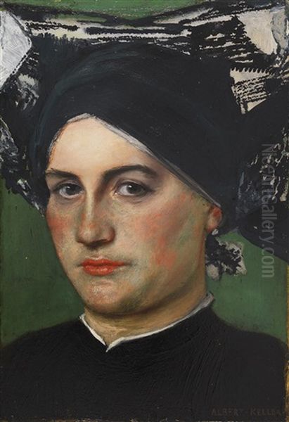 Altdeutsche Frau Oil Painting by Albert von Keller