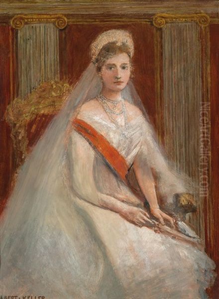 Portrait Of Tsarina Alexandra Feodorovna Oil Painting by Albert von Keller