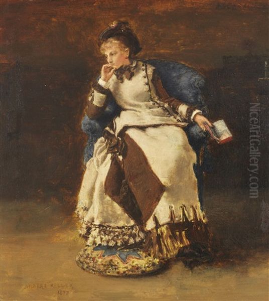 Sitzende Dame Mit Buch Oil Painting by Albert von Keller