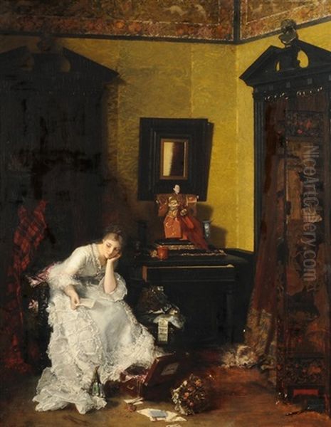 Erinnerungen (interieur In Kellers Wohnung) Oil Painting by Albert von Keller