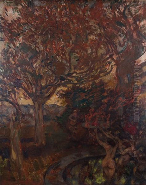 Zeremonie Im Wald Oil Painting by Albert von Keller