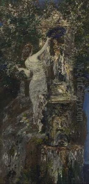 Nymphe Am Brunnen Oil Painting by Albert von Keller