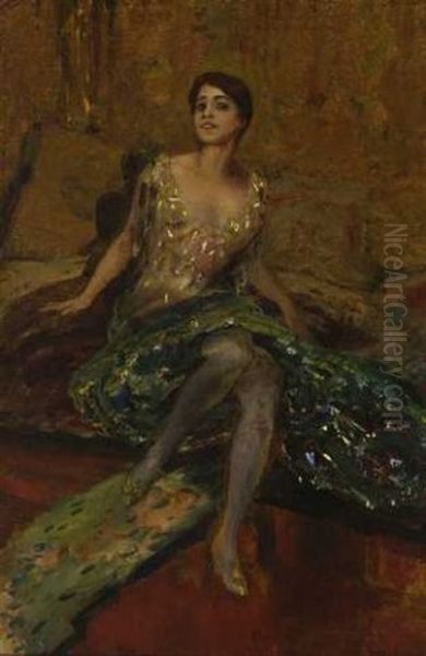 Sitzende Dame Im Salon Oil Painting by Albert von Keller