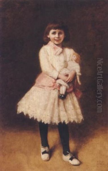 Madchen Mit Puppe Oil Painting by Albert von Keller