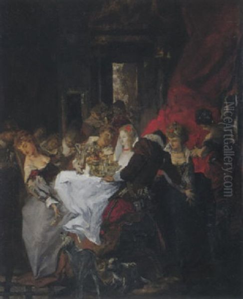 Das Festessen Oil Painting by Albert von Keller