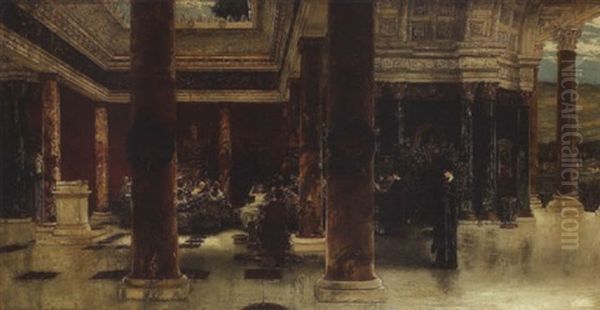 Interieur D'un Palais Romain Oil Painting by Albert von Keller