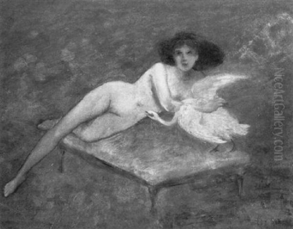 Leda Und Der Schwan Oil Painting by Albert von Keller