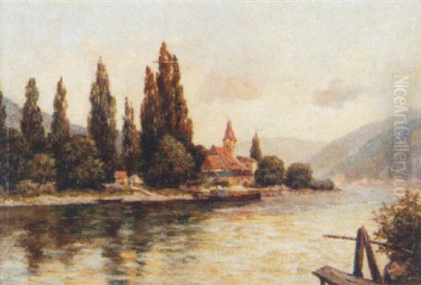 Wachauer Donaulandschaft Mit Hock-arnsdorf Oil Painting by Alfred Keller