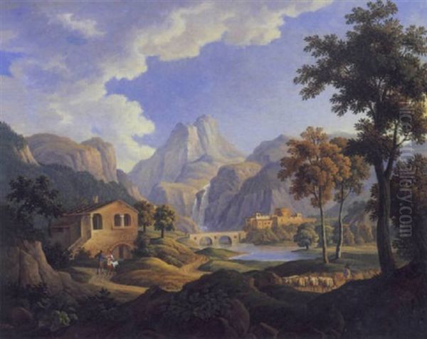 Sudtiroler Landschaft Oil Painting by Carl Urban (Karl) Keller