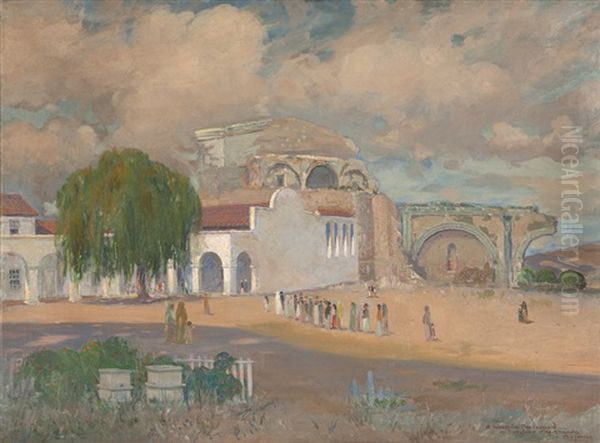 A Wedding Procession At San Juan Capistrano, California Oil Painting by Edgar Keller