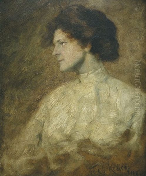 Brustbildnis Einer Dame In Heller Kleidung Oil Painting by Ferdinand Keller