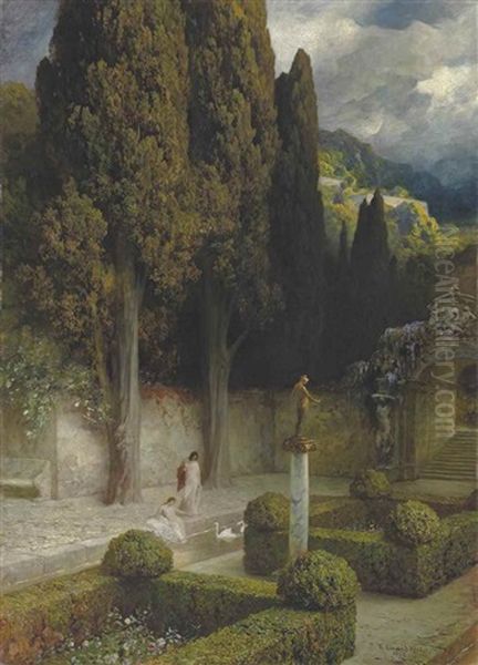 The Rose Garden Oil Painting by Ferdinand Keller