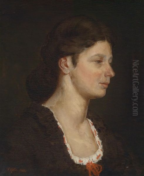 Bildnis Einer Dame Im Profil Oil Painting by Ferdinand Keller