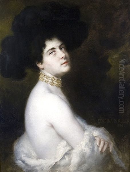 Portrait Of A Young Lady Oil Painting by Ferdinand Keller