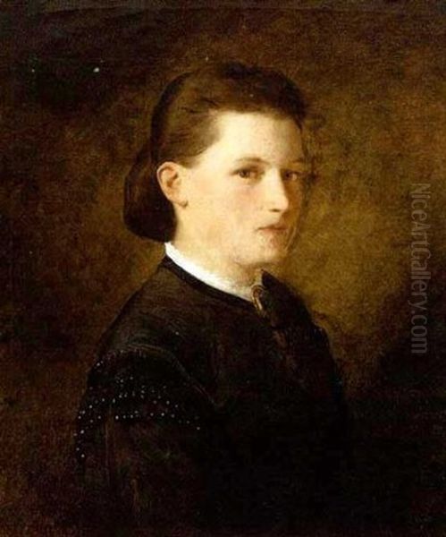 Bildnis Einer Jungen Frau Oil Painting by Ferdinand Keller