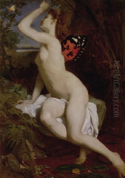 The Beauty And The Butterfly Oil Painting by Ferdinand Keller