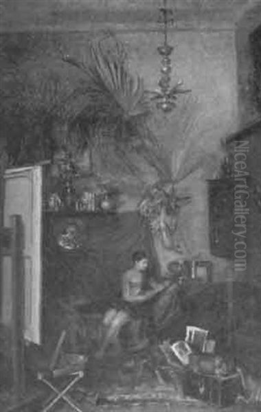 Im Atelier Des Kunstlers Oil Painting by Ferdinand Keller