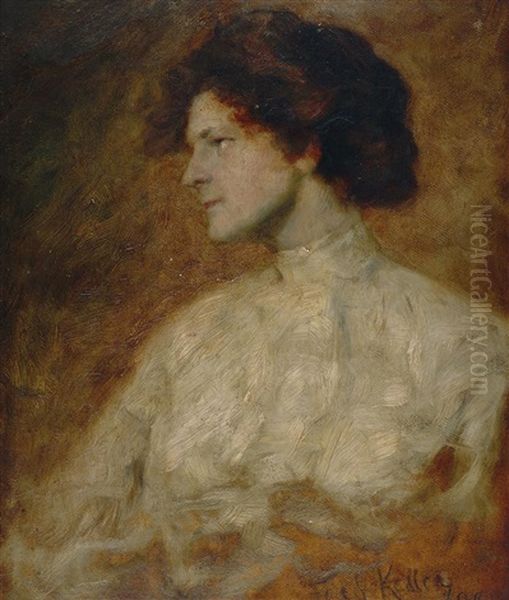 Portrait Einer Dame Mit Heller Bluse Oil Painting by Friedrich von Keller