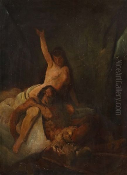 Samson Und Delilah Oil Painting by Friedrich von Keller