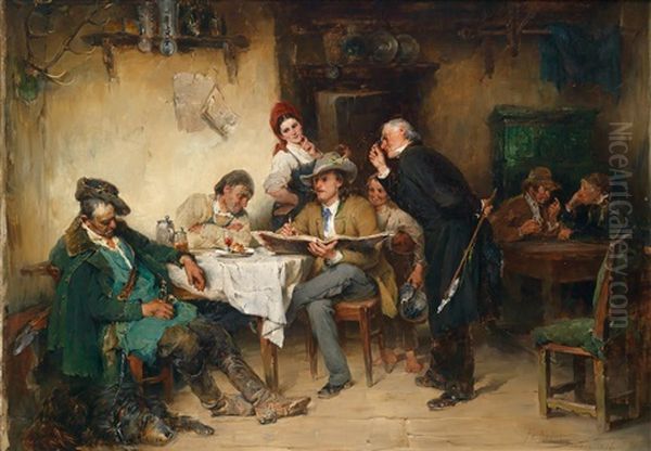 Der Bewunderte Maler Oil Painting by Friedrich von Keller