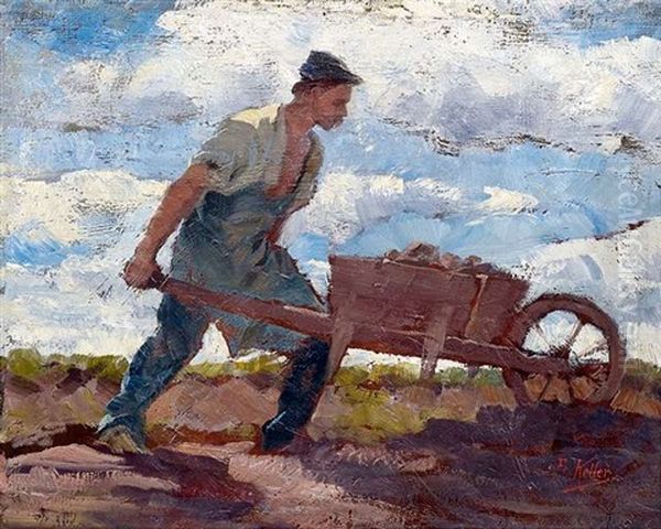 Steinbrucharbeiter Mit Schubkarre Oil Painting by Friedrich von Keller