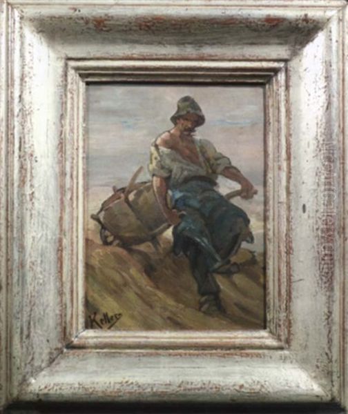 Steinbrucharbeiter Mit Schubkarren Oil Painting by Friedrich von Keller