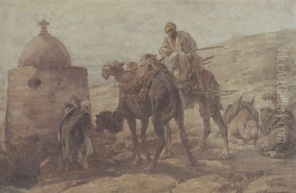 Kameltranke Bei Bethlehem Oil Painting by Friedrich von Keller