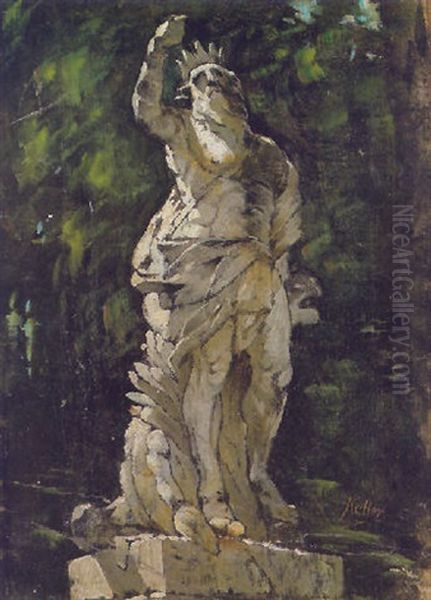 Skulptur In Einem Park Oil Painting by Friedrich von Keller