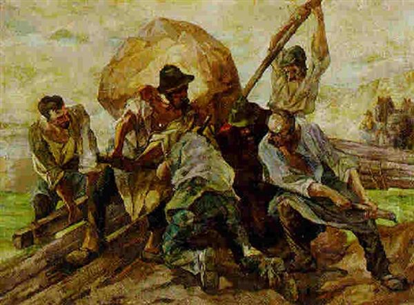 The Stone Breakers Oil Painting by Friedrich von Keller