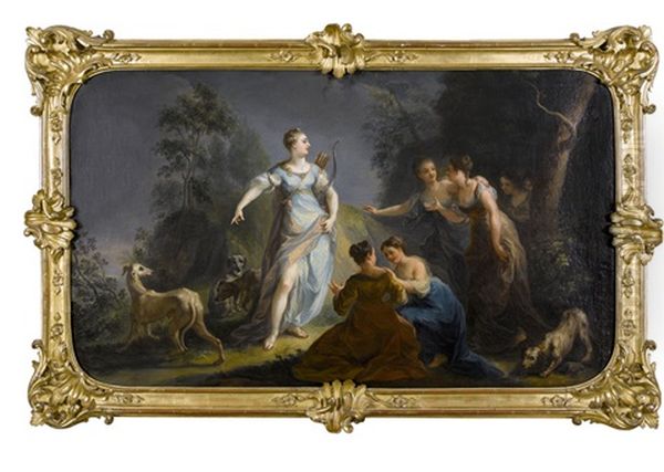 Diana Mit Gefolge Oil Painting by Johann Heinrich Keller