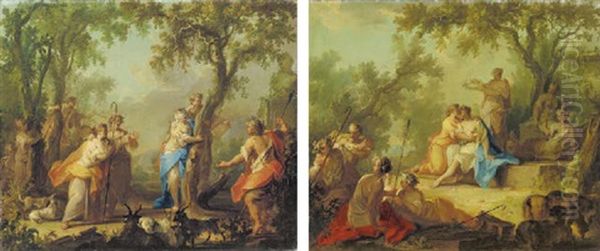 Mirtillo Playing Blindman's Buff With Amarillis Oil Painting by Johann Heinrich Keller