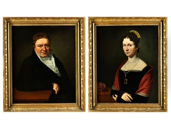 Portrait Von Herrn Und Frau Scheichenpflug Oil Painting by Moritz Kellerhoven