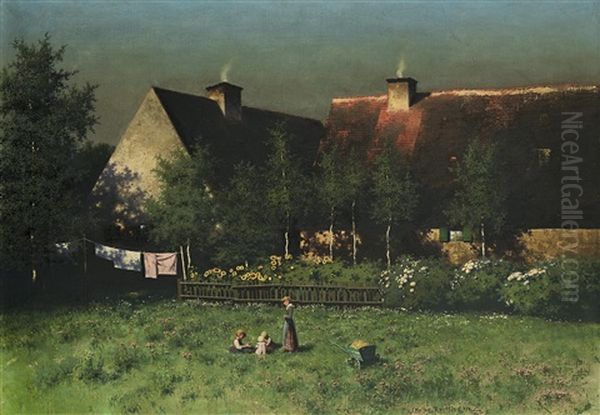 Sommerliches Idyll Auf Dem Lande Oil Painting by Paul Wilhelm Keller-Reutlingen