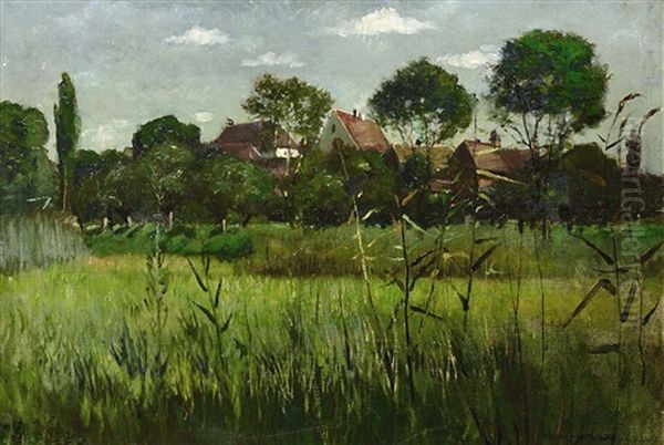 Blick Auf Ein Dorf Oil Painting by Paul Wilhelm Keller-Reutlingen