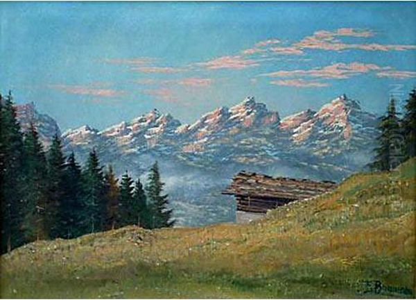 Montagne Oil Painting by Fritz Casar Baumann