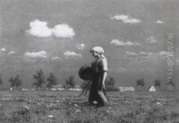 A Walk Through A Poppy Field Oil Painting by Paul Wilhelm Keller-Reutlingen